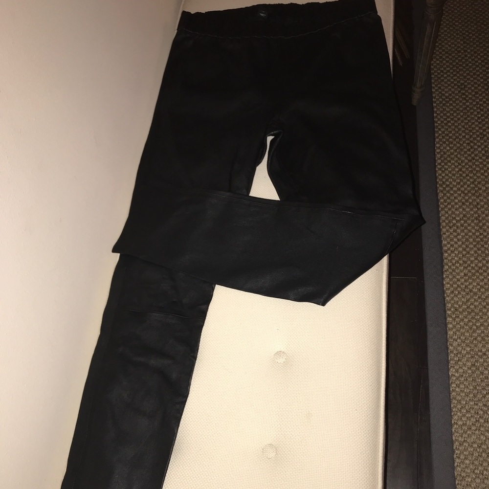 J Crew Leather Black slim str leg ankle sz 14
